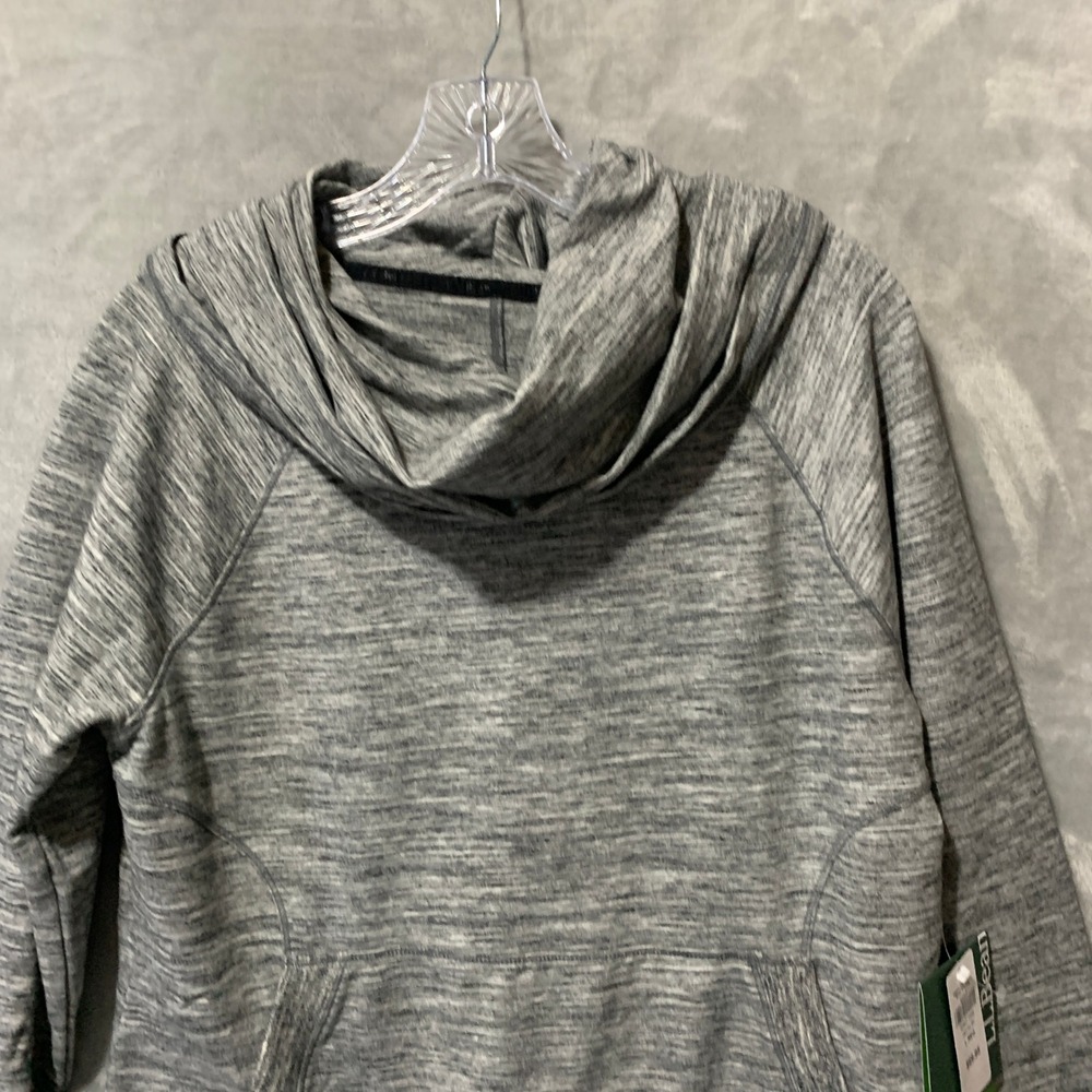 LL Bean Beans Cozy Pullover Marled Gray Cowl Neck Hoodie Sweatshirt L 506908 - Picture 3 of 15